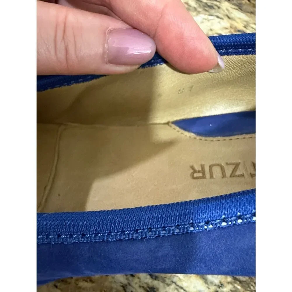 Robert Zur Blue Nubuck Wedge Shoes Slip On Comfort Flats Size 8.5-9
